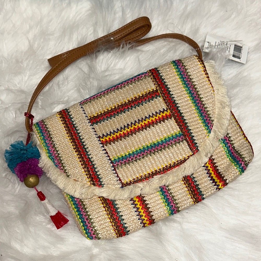 Colorful Striped Woven Shoulder Bag